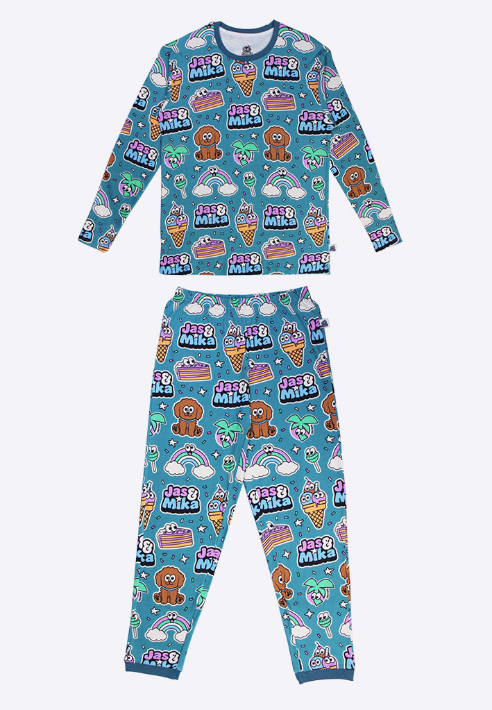 Jas & Mika "Dreams" Pyjamas Sæt - Blå (2 Dele, Trøje og Bukser)